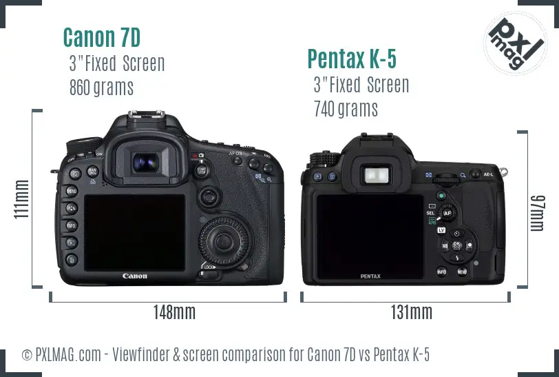 Canon 7D vs Pentax K-5 Screen and Viewfinder comparison Canon 7D vs Pentax K-5 Screen and Viewfinder comparison