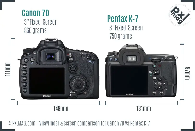 Canon 7D vs Pentax K-7 Screen and Viewfinder comparison