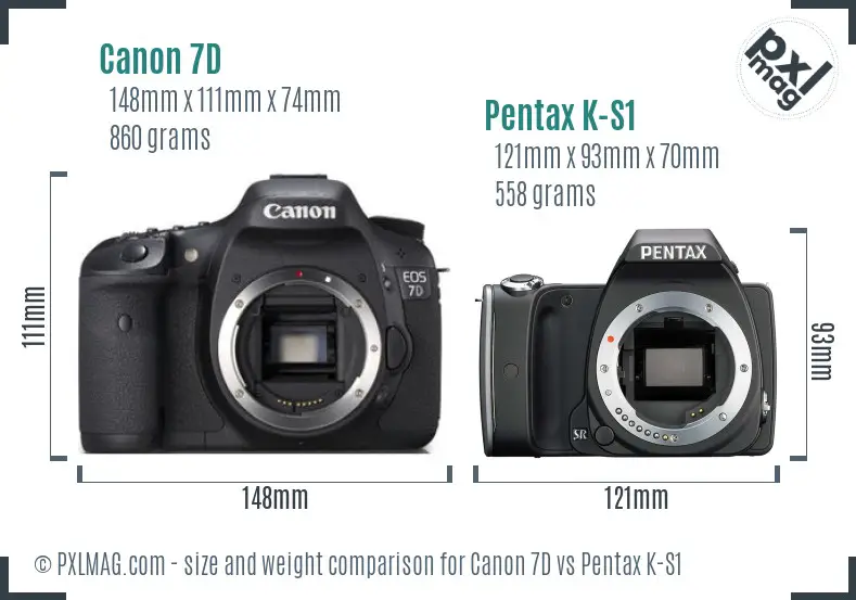 Canon 7D vs Pentax K-S1 size comparison