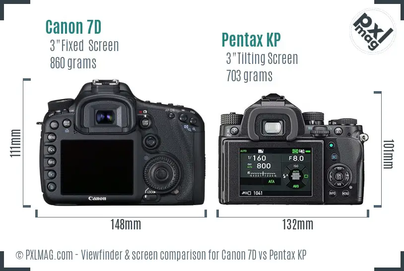 Canon 7D vs Pentax KP Screen and Viewfinder comparison