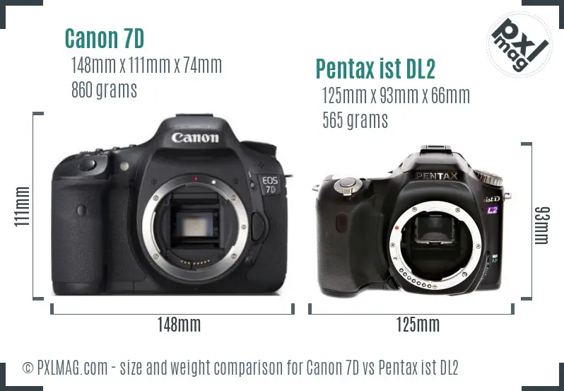 Canon 7D vs Pentax ist DL2 size comparison