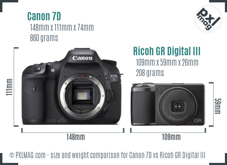 Canon 7D vs Ricoh GR Digital III size comparison