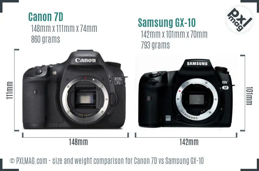 Canon 7D vs Samsung GX-10 size comparison