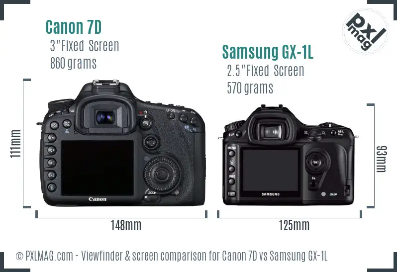 Canon 7D vs Samsung GX-1L Screen and Viewfinder comparison