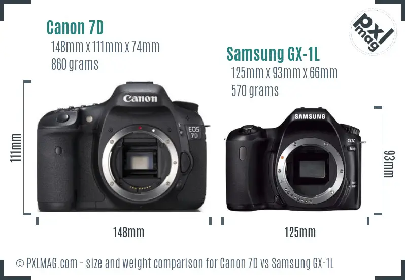 Canon 7D vs Samsung GX-1L size comparison