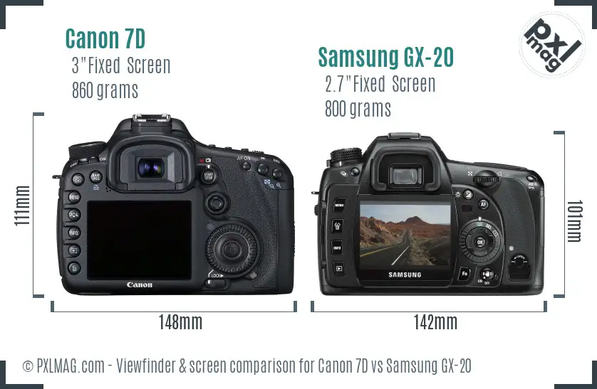 Canon 7D vs Samsung GX-20 Screen and Viewfinder comparison