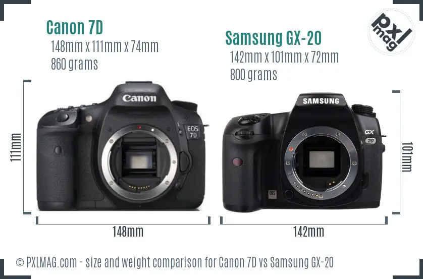 Canon 7D vs Samsung GX-20 size comparison