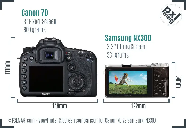 Canon 7D vs Samsung NX300 Screen and Viewfinder comparison
