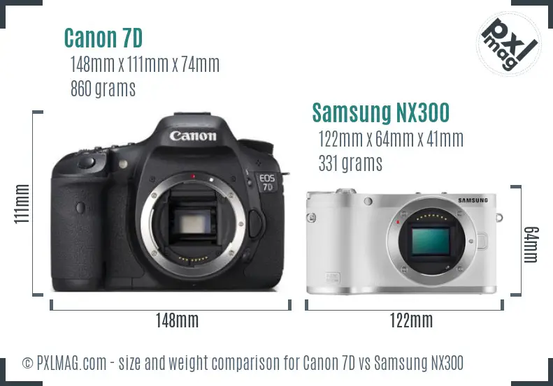 Canon 7D vs Samsung NX300 size comparison