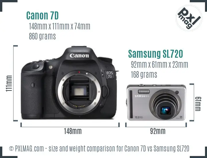Canon 7D vs Samsung SL720 size comparison
