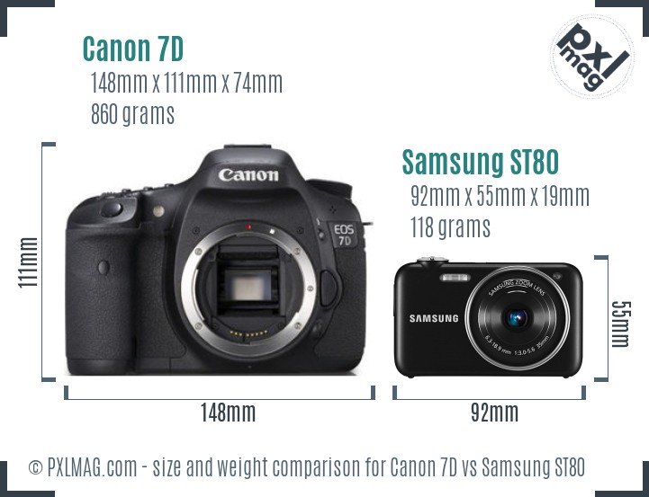 Canon 7D vs Samsung ST80 size comparison