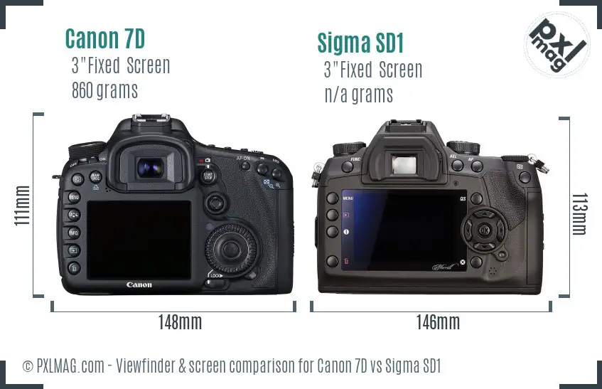 Canon 7D vs Sigma SD1 Screen and Viewfinder comparison