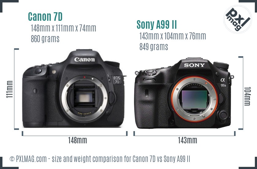 Canon 7D vs Sony A99 II size comparison