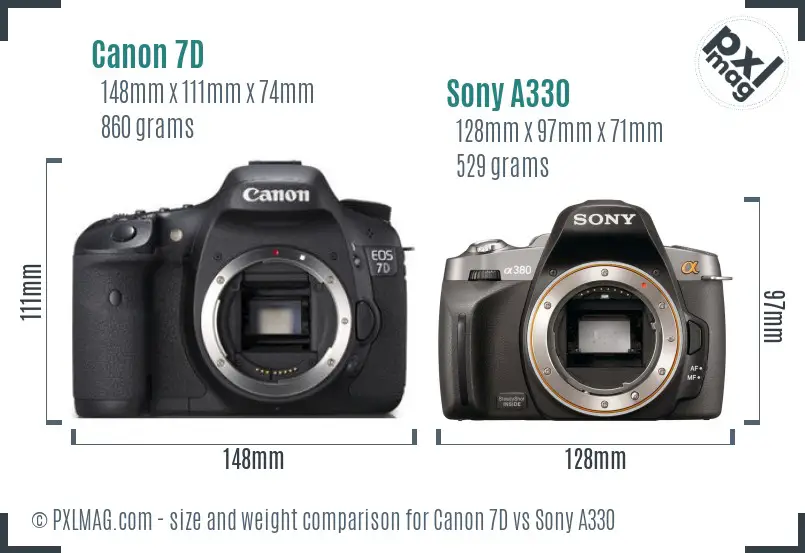 Canon 7D vs Sony A330 size comparison