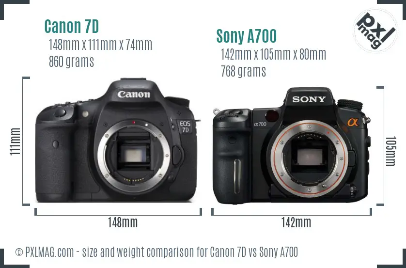 Canon 7D vs Sony A700 size comparison