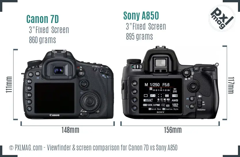 Canon 7D vs Sony A850 Screen and Viewfinder comparison