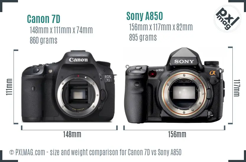 Canon 7D vs Sony A850 size comparison