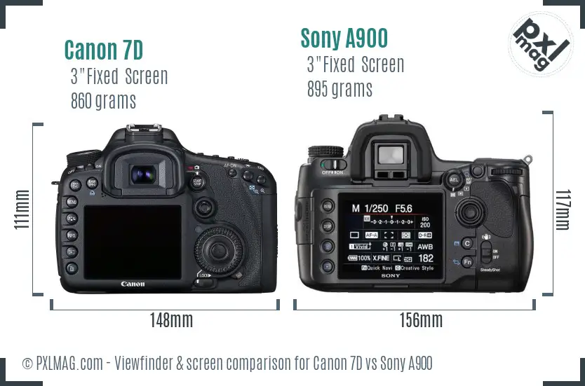 Canon 7D vs Sony A900 Screen and Viewfinder comparison