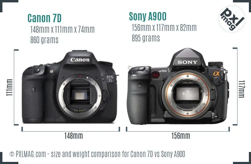 Canon 7D vs Sony A900 size comparison