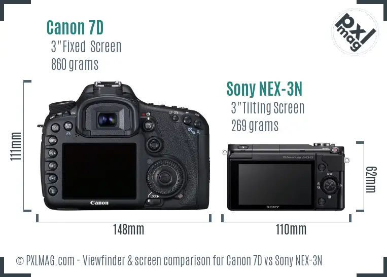Canon 7D vs Sony NEX-3N Screen and Viewfinder comparison