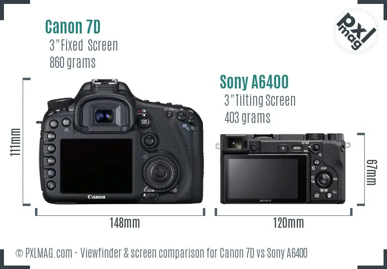 Canon 7D vs Sony A6400 Screen and Viewfinder comparison