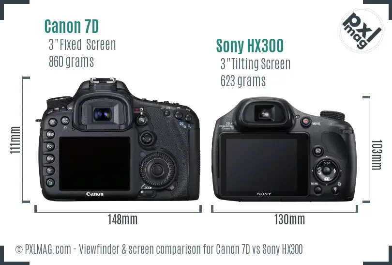Canon 7D vs Sony HX300 Screen and Viewfinder comparison