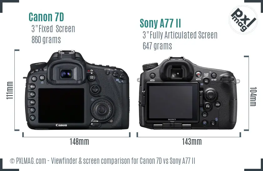 Canon 7D vs Sony A77 II Screen and Viewfinder comparison