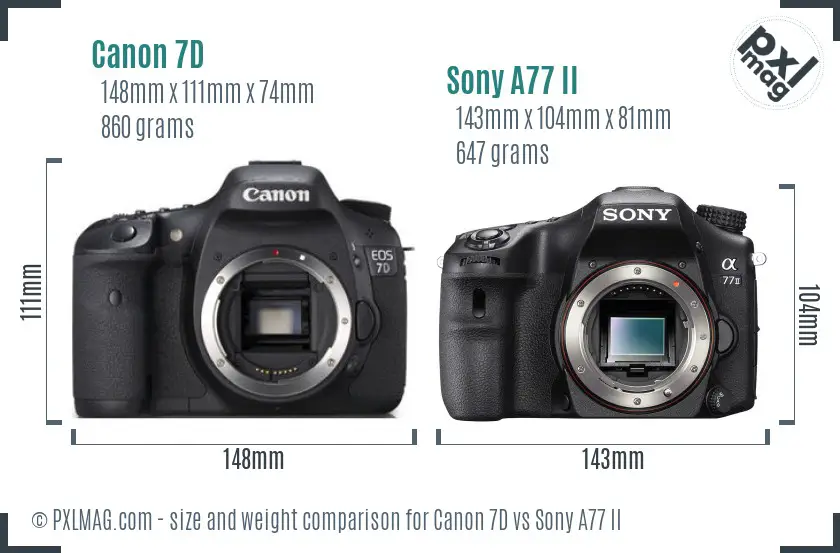 Canon 7D vs Sony A77 II size comparison