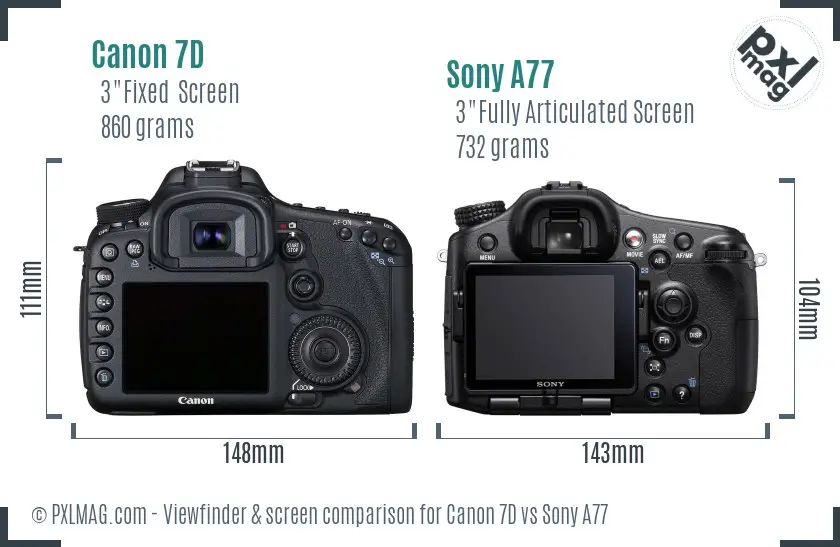 Canon 7D vs Sony A77 Screen and Viewfinder comparison