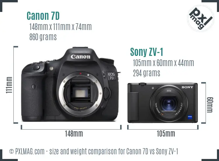 Canon 7D vs Sony ZV-1 size comparison
