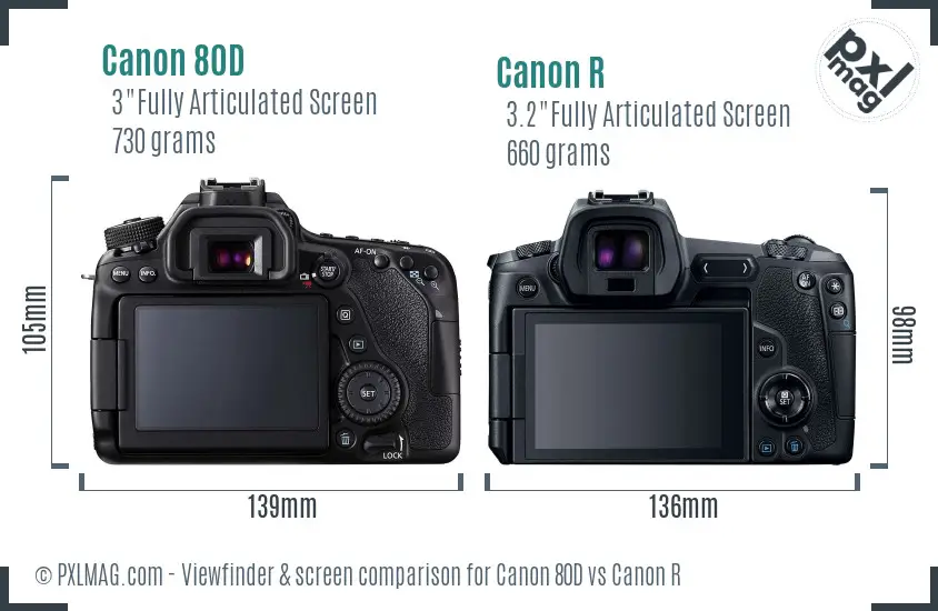 Canon 80D vs Canon R Screen and Viewfinder comparison Canon 80D vs Canon R Screen and Viewfinder comparison