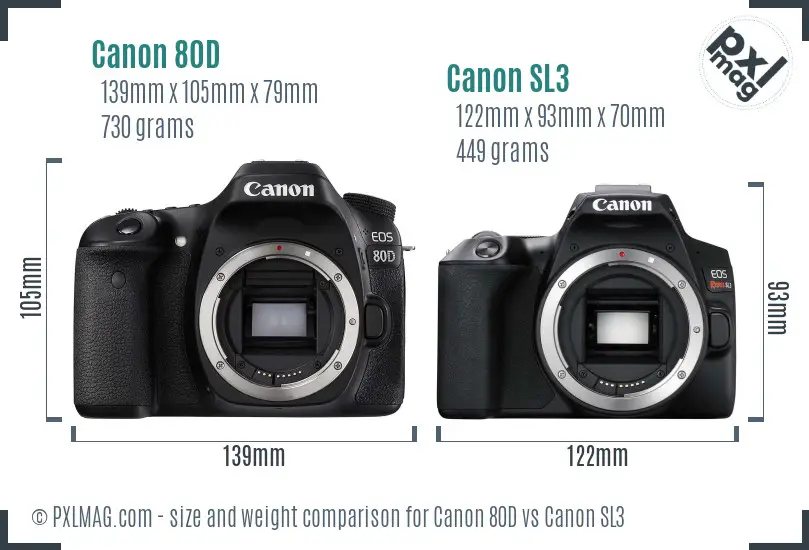 Canon 80D vs Canon SL3 size comparison Canon 80D vs Canon SL3 size comparison