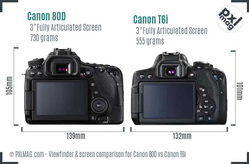 Canon 80D vs Canon T6i Screen and Viewfinder comparison