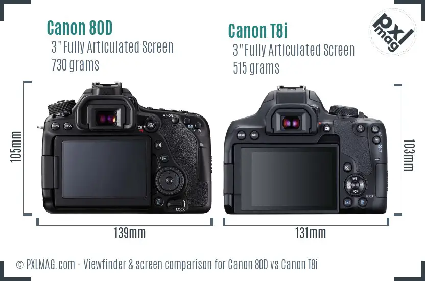 Canon 80D vs Canon T8i Screen and Viewfinder comparison Canon 80D vs Canon T8i Screen and Viewfinder comparison
