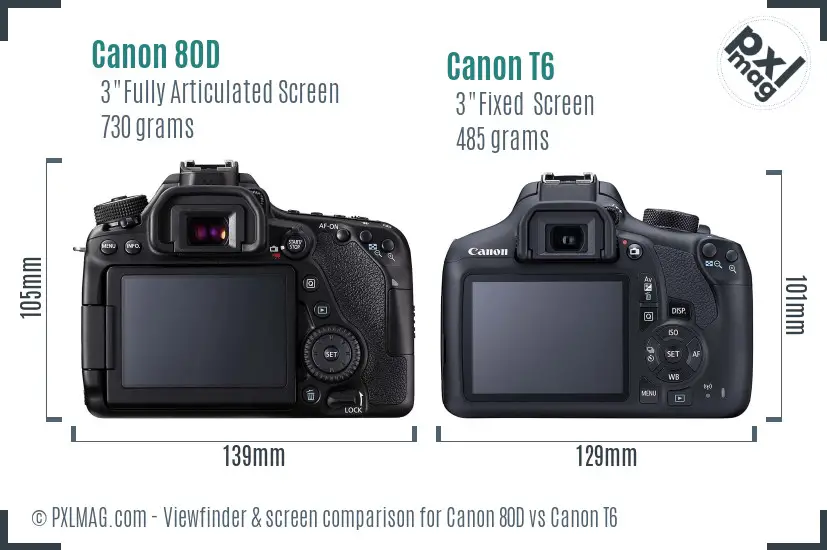 Canon 80D vs Canon T6 Screen and Viewfinder comparison Canon 80D vs Canon T6 Screen and Viewfinder comparison
