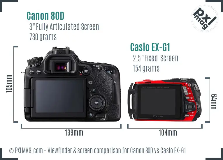 Canon 80D vs Casio EX-G1 Screen and Viewfinder comparison Canon 80D vs Casio EX-G1 Screen and Viewfinder comparison