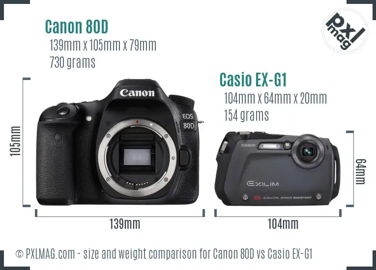 Canon 80D vs Casio EX-G1 size comparison Canon 80D vs Casio EX-G1 size comparison
