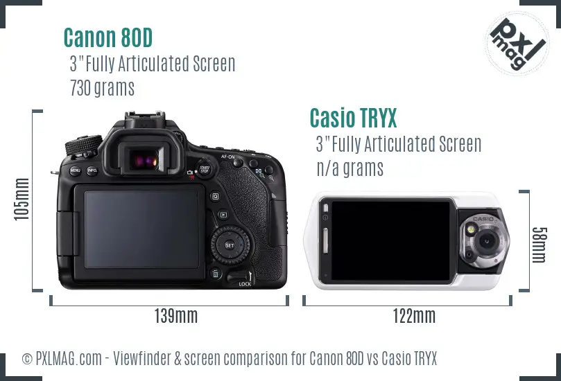 Canon 80D vs Casio TRYX Screen and Viewfinder comparison Canon 80D vs Casio TRYX Screen and Viewfinder comparison