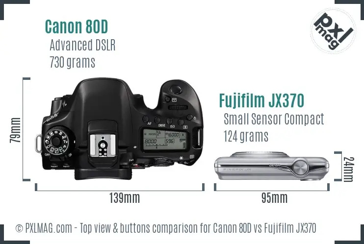 Canon 80D vs Fujifilm JX370 top view buttons comparison