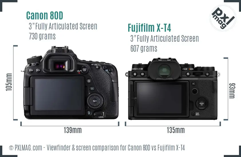 Canon 80D vs Fujifilm X-T4 Screen and Viewfinder comparison Canon 80D vs Fujifilm X-T4 Screen and Viewfinder comparison