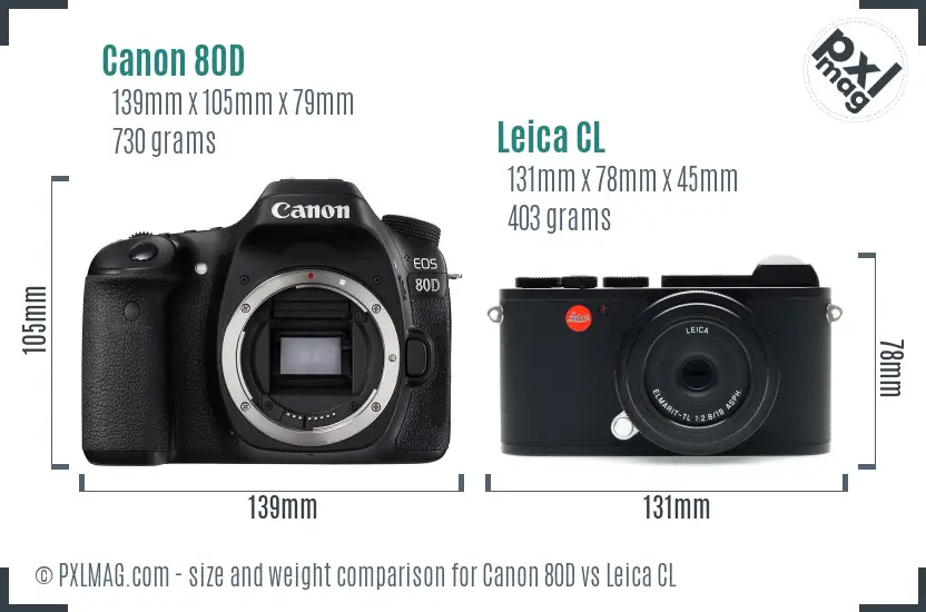 Canon 80D vs Leica CL size comparison