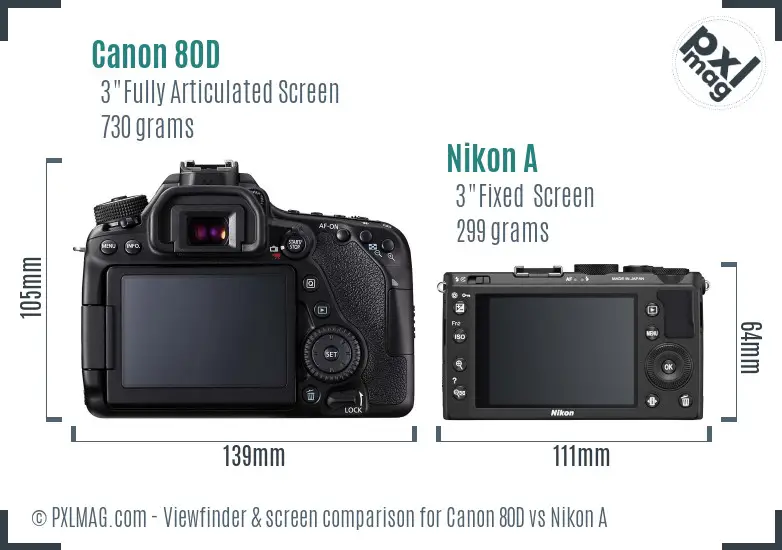 Canon 80D vs Nikon A Screen and Viewfinder comparison Canon 80D vs Nikon A Screen and Viewfinder comparison