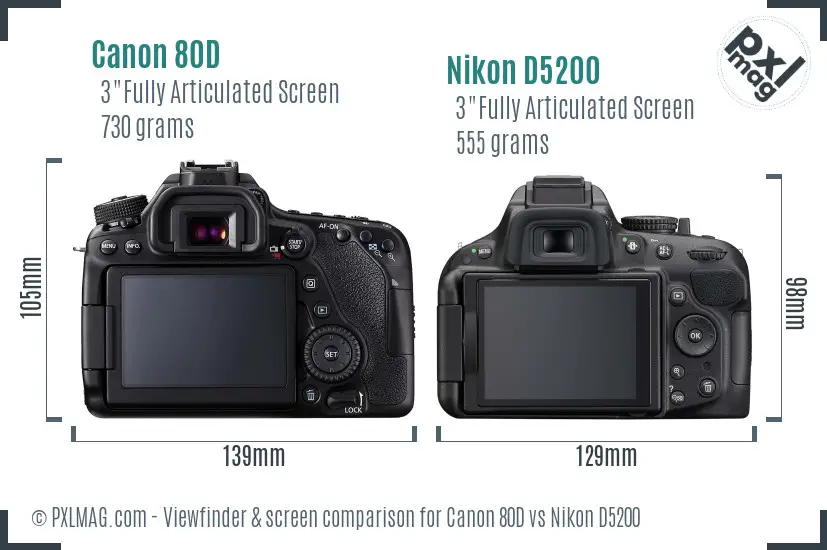 Canon 80D vs Nikon D5200 Screen and Viewfinder comparison Canon 80D vs Nikon D5200 Screen and Viewfinder comparison