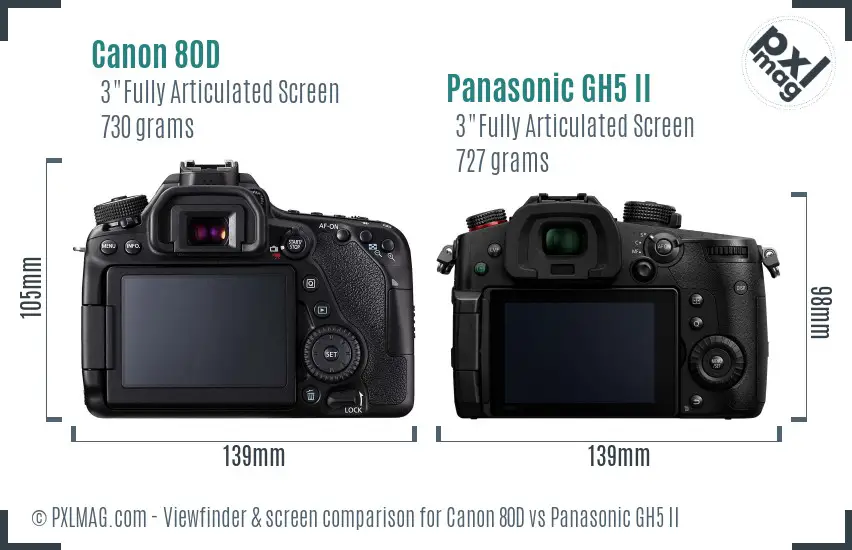 Canon 80D vs Panasonic GH5 II Screen and Viewfinder comparison Canon 80D vs Panasonic GH5 II Screen and Viewfinder comparison