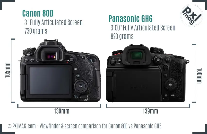 Canon 80D vs Panasonic GH6 Screen and Viewfinder comparison Canon 80D vs Panasonic GH6 Screen and Viewfinder comparison