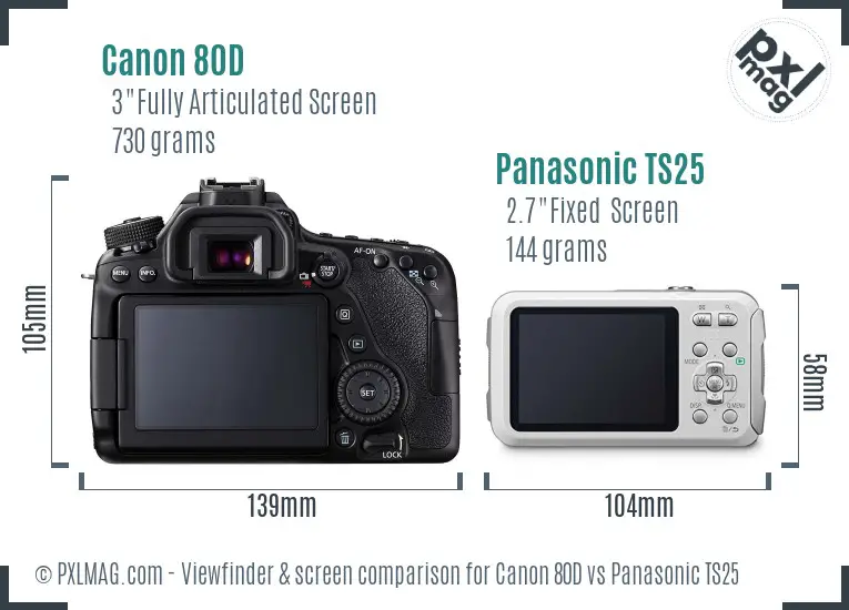 Canon 80D vs Panasonic TS25 Screen and Viewfinder comparison