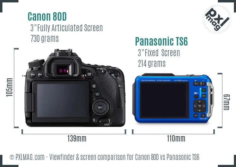 Canon 80D vs Panasonic TS6 Screen and Viewfinder comparison