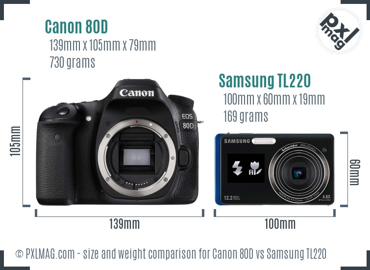 Canon 80D vs Samsung TL220 size comparison Canon 80D vs Samsung TL220 size comparison