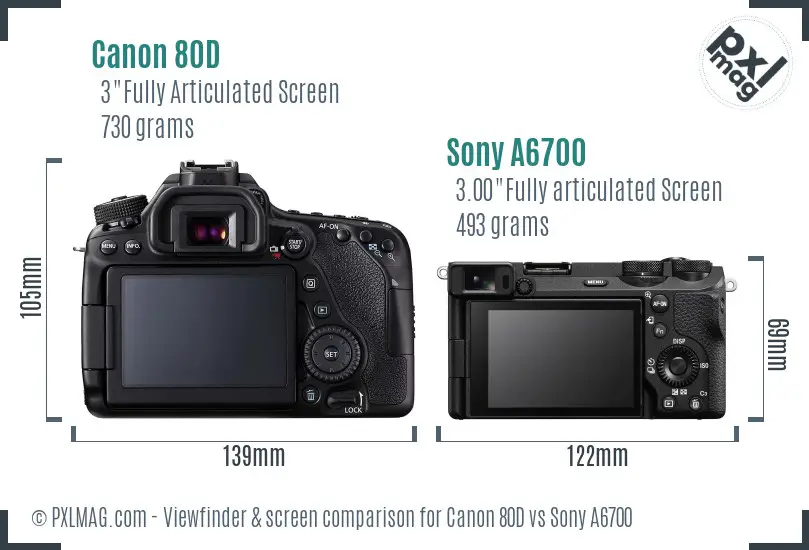 Canon 80D vs Sony A6700 Screen and Viewfinder comparison Canon 80D vs Sony A6700 Screen and Viewfinder comparison