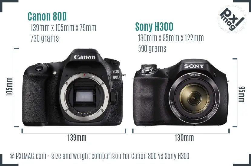 Canon 80D vs Sony H300 size comparison Canon 80D vs Sony H300 size comparison